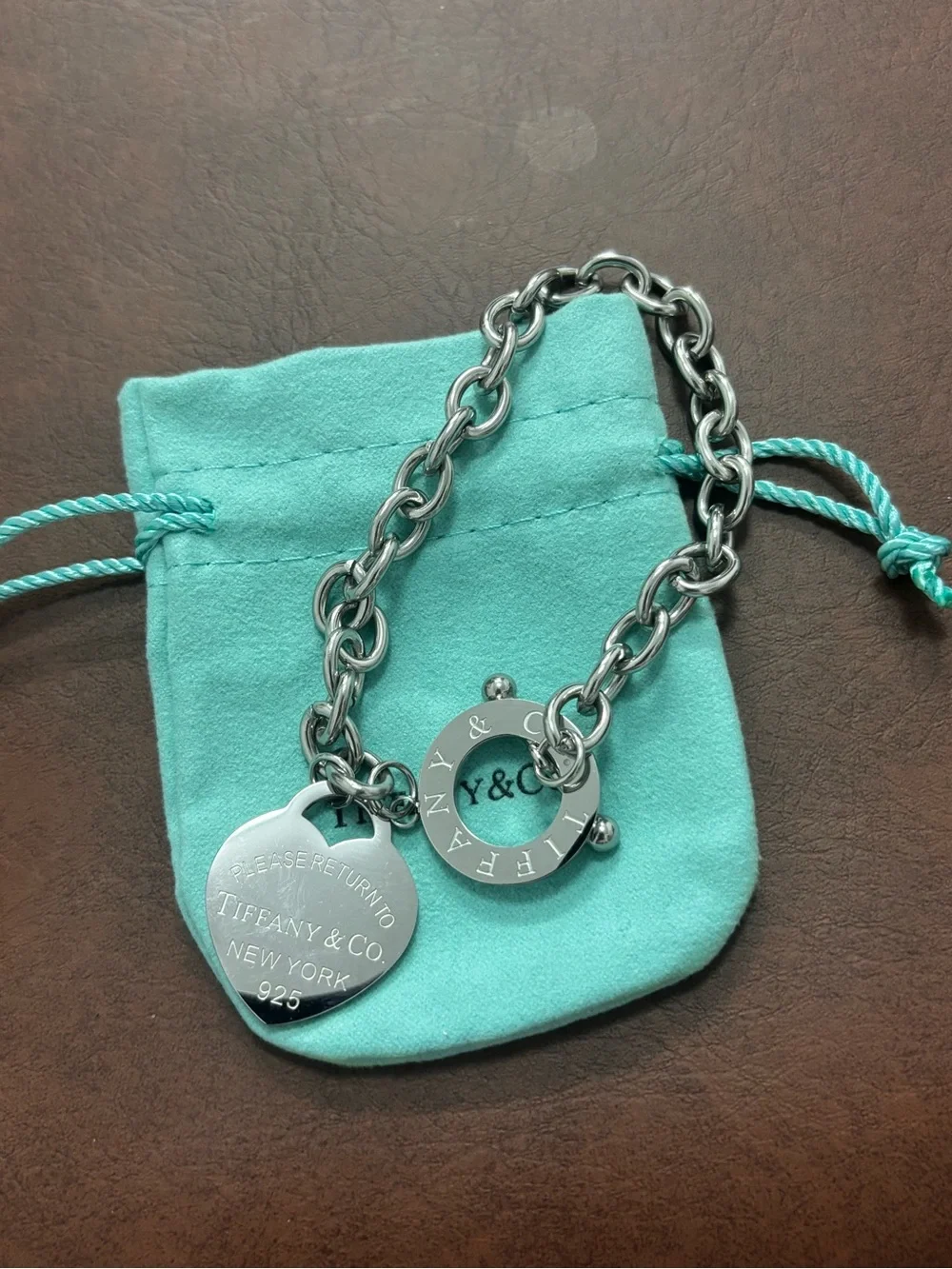 Tiffany & Co. Sterling Silver Heart Tag Toggle Bracelet in Signature Blue